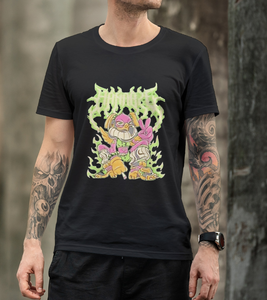 HAMMBRIK Chill Dog Flaming Peace Pose T-Shirt