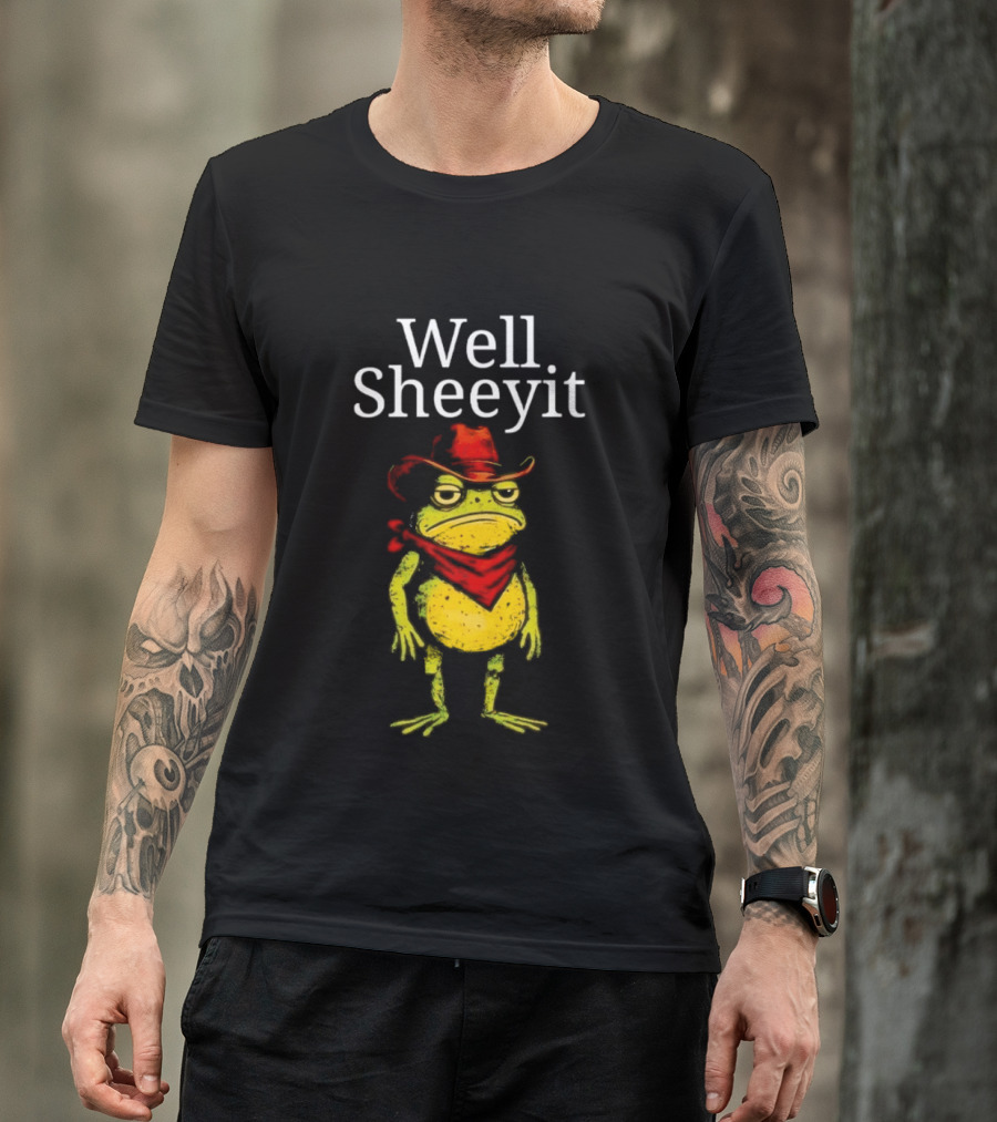 Well Sheeyit Frog Cowboy Hat And Bandana T-Shirt