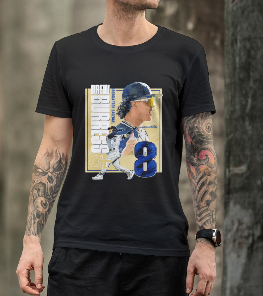 Drew Burress Georgia Tech Baseball Athlete Number 8 T-Shirt