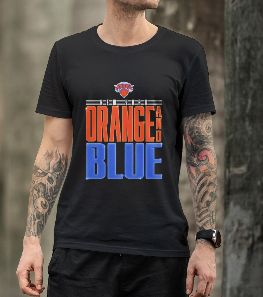 New York Knicks Orange And Blue Neon T-Shirt