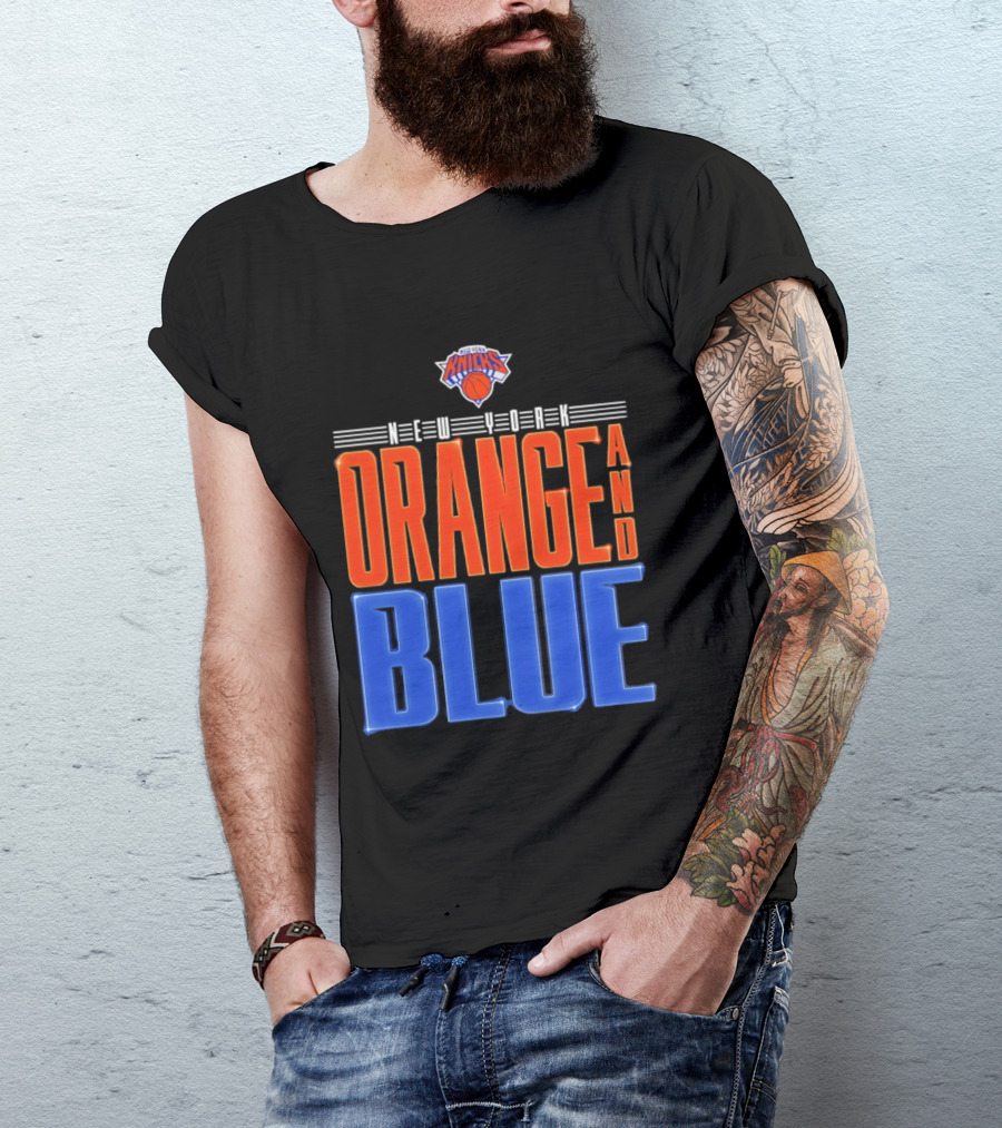New York Knicks Orange And Blue Neon T-Shirt