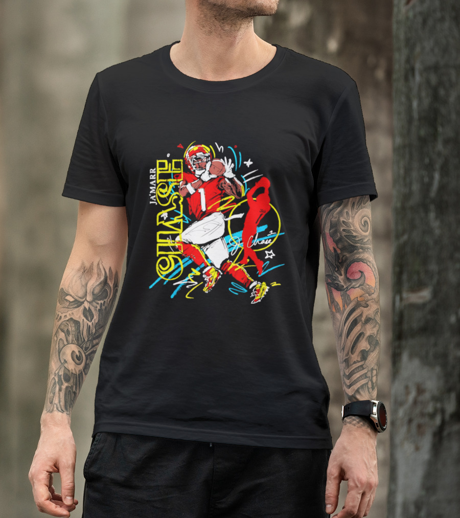 Ja'Marr Chase Cincinnati Bengals Number 1 Scribble Paint T-Shirt