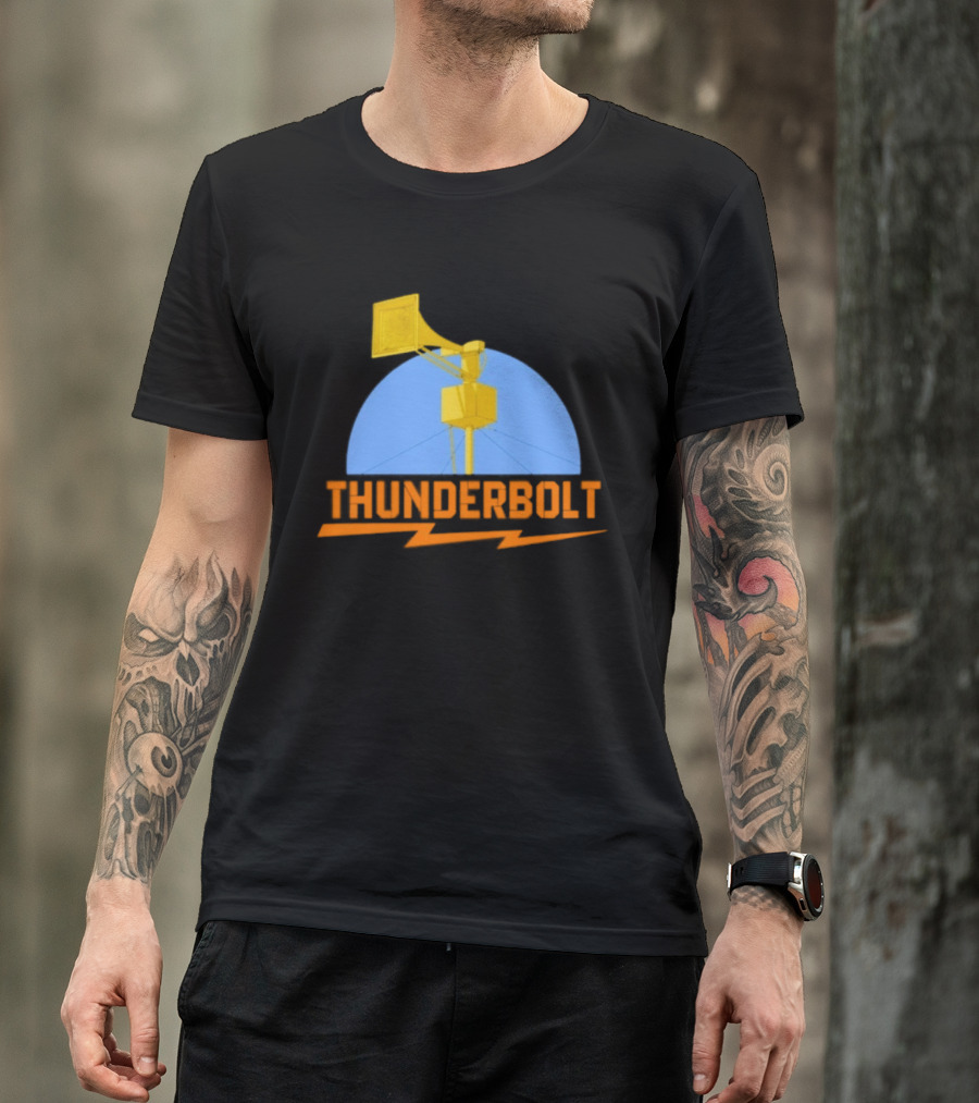 Thunderbolt Civil Defense Siren Lightning Bolt Black T-Shirt