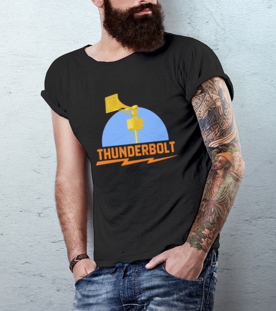 Thunderbolt Civil Defense Siren Lightning Bolt Black T-Shirt