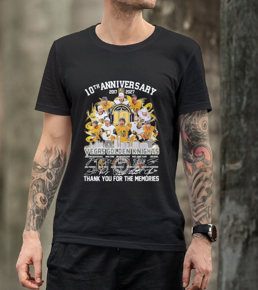 Vegas Golden Knights 10th Anniversary 2017 2027 Thank You For The Memories T-Shirt