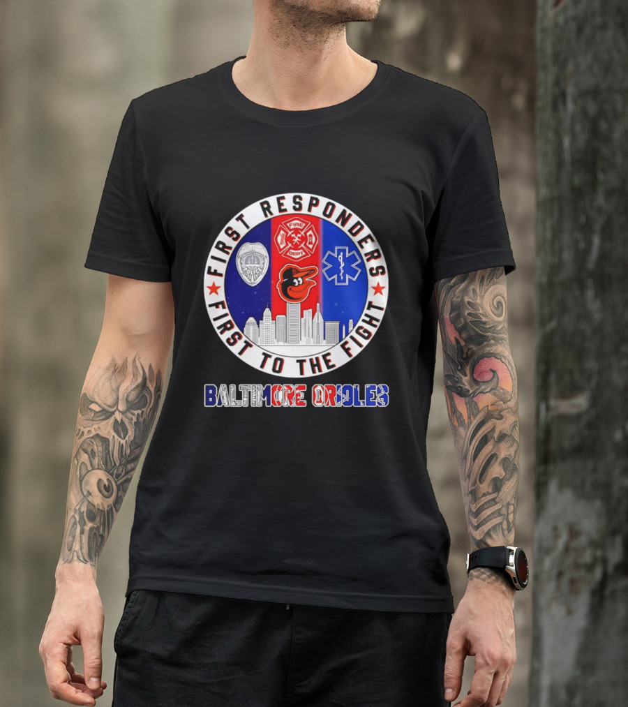 First Responders Baltimore Orioles City Skyline T-Shirt