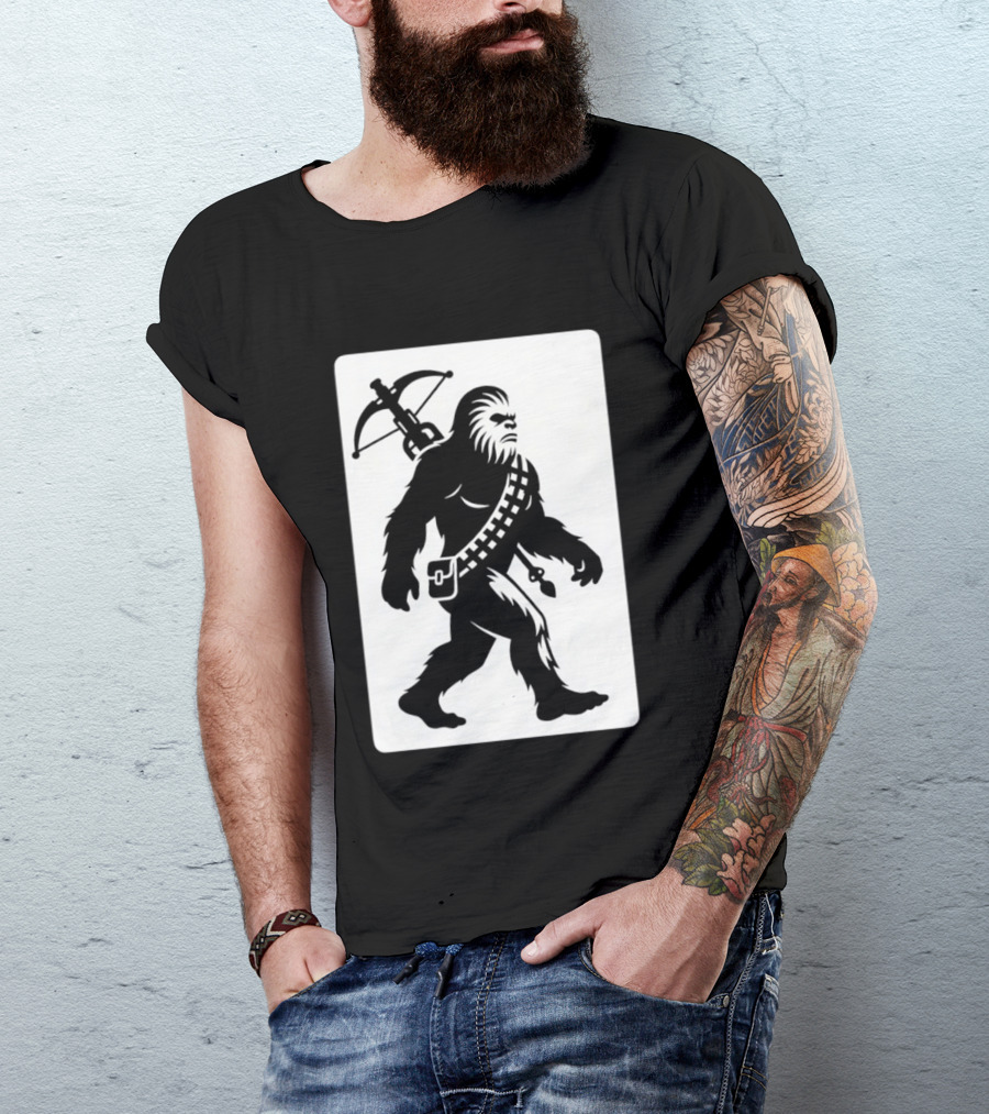Chewbacca Bigfoot Star Wars Wookiee Hunter Sci Fi Creature Crossbow Trekker T-Shirt