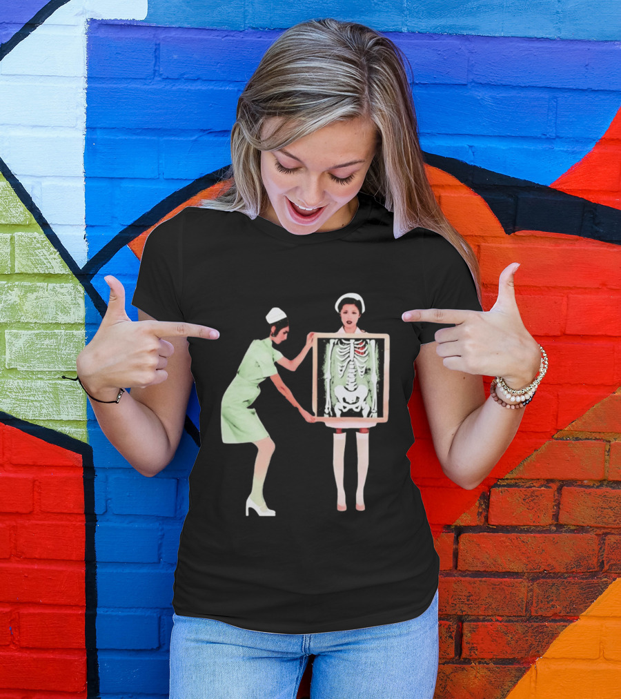 Nurse With X Ray Skeleton And Red Heart T-Shirt