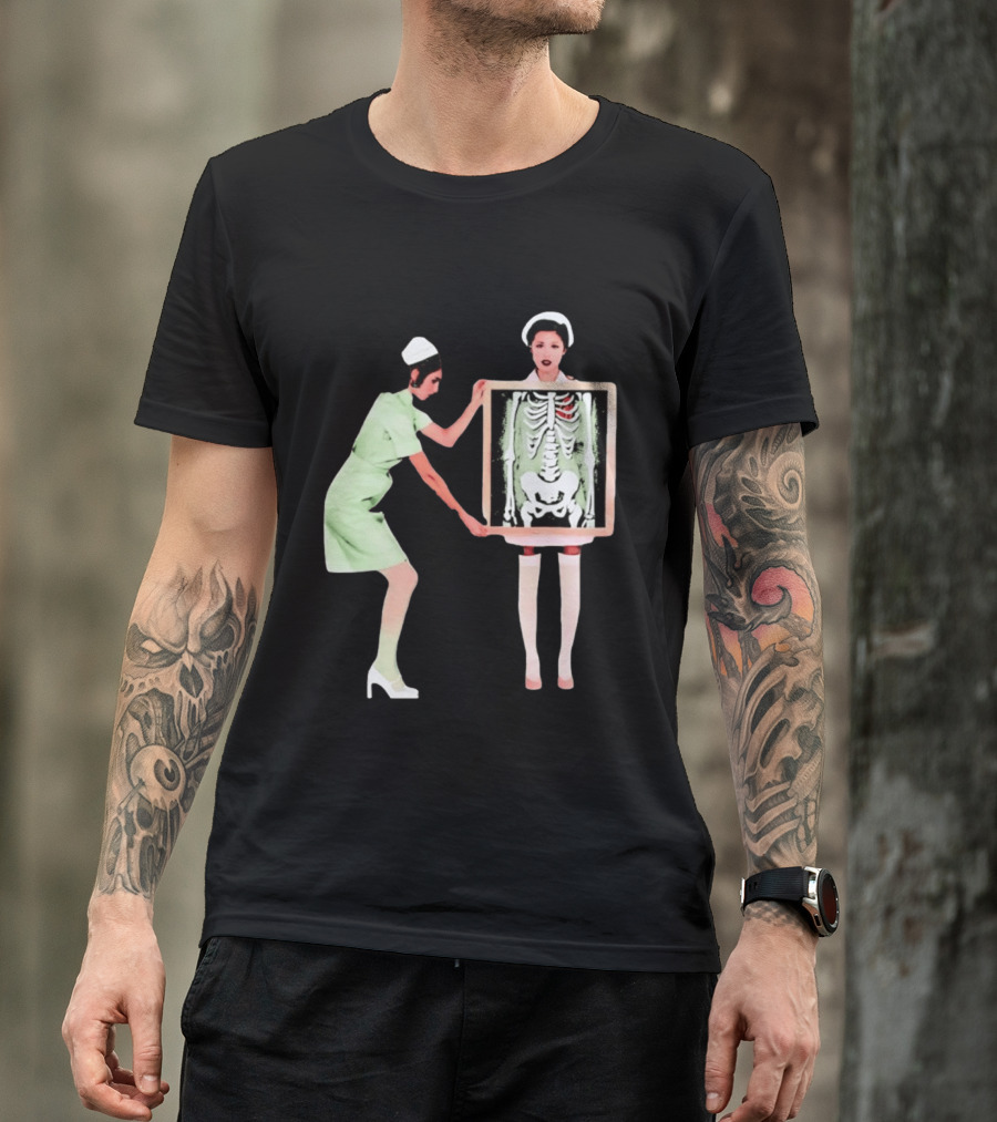 Nurse With X Ray Skeleton And Red Heart T-Shirt
