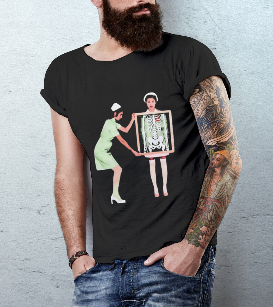 Nurse With X Ray Skeleton And Red Heart T-Shirt