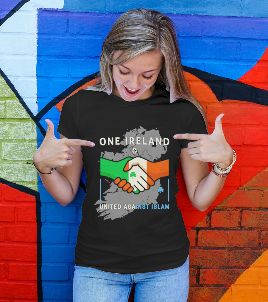 Ireland One Ireland Handshake Map United Against Islam T-Shirt