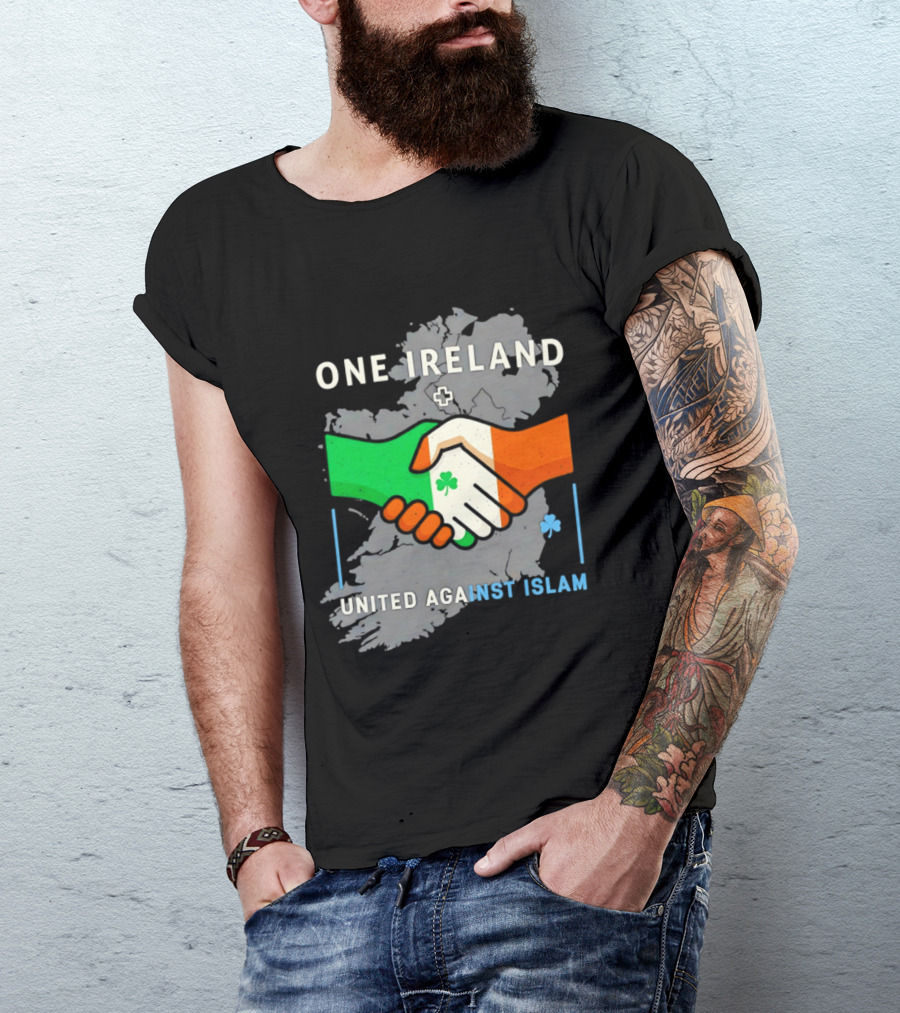 Ireland One Ireland Handshake Map United Against Islam T-Shirt