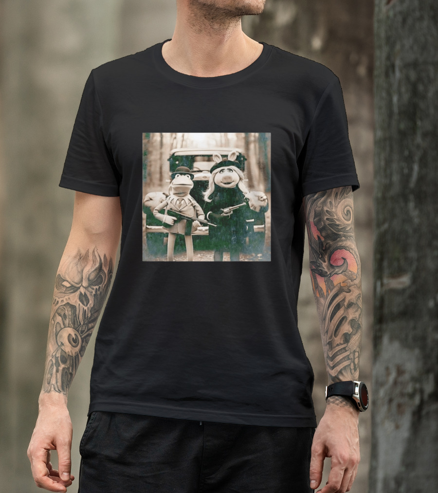 The Muppets Kermit The Frog Miss Piggy Gangster T-Shirt