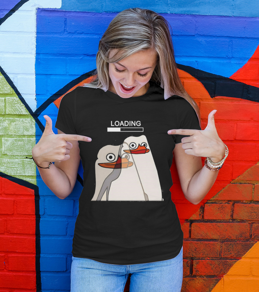 LOADING Penguins With Loading Bar Visual Effect T-Shirt