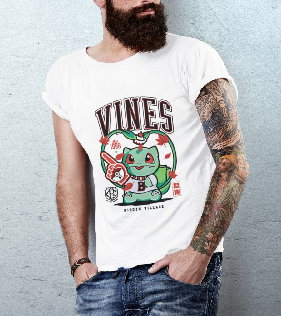 Vines Bulbasaur Hidden Village Varsity League 1996 T-Shirt