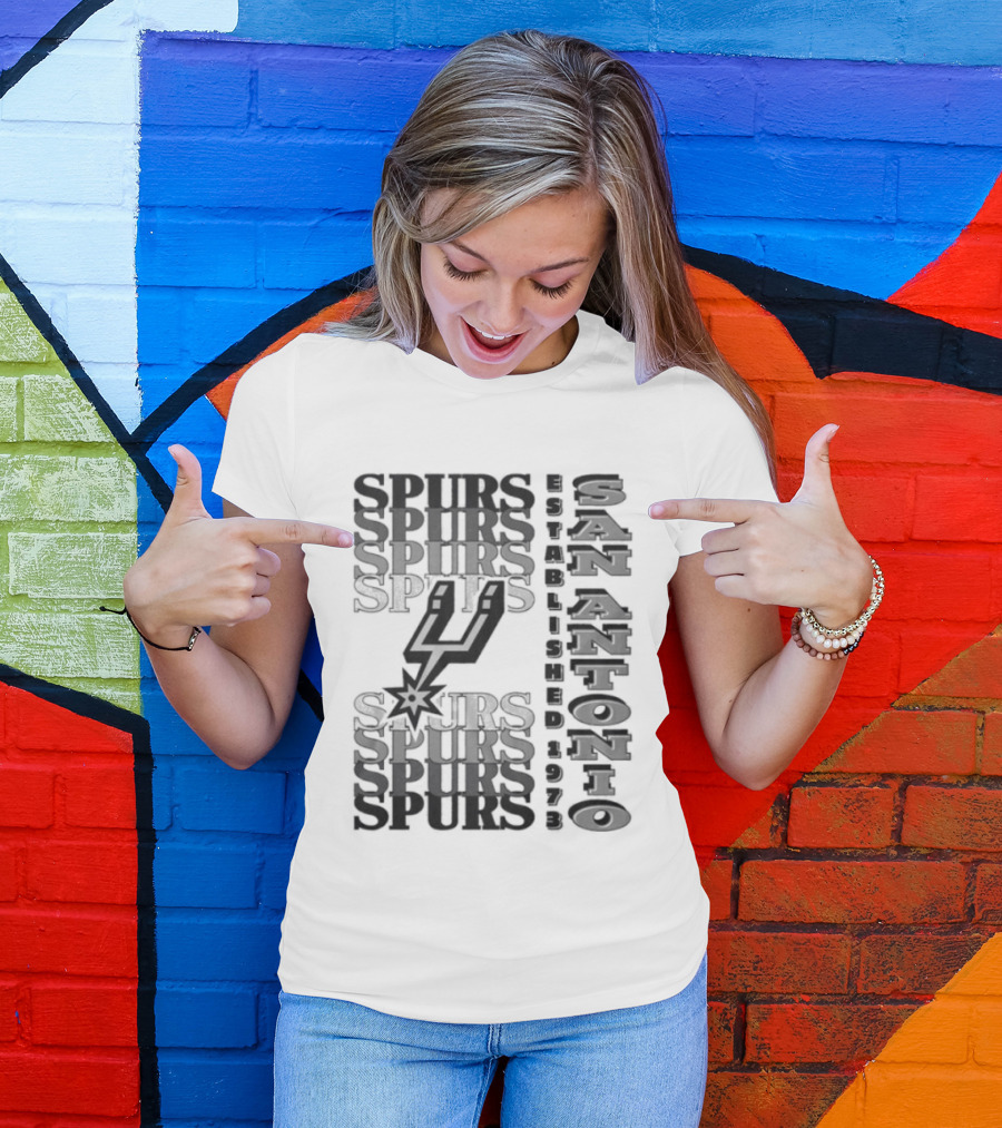 San Antonio Spurs Stacked Wordmark Logo With Iconic Spur T-Shirt