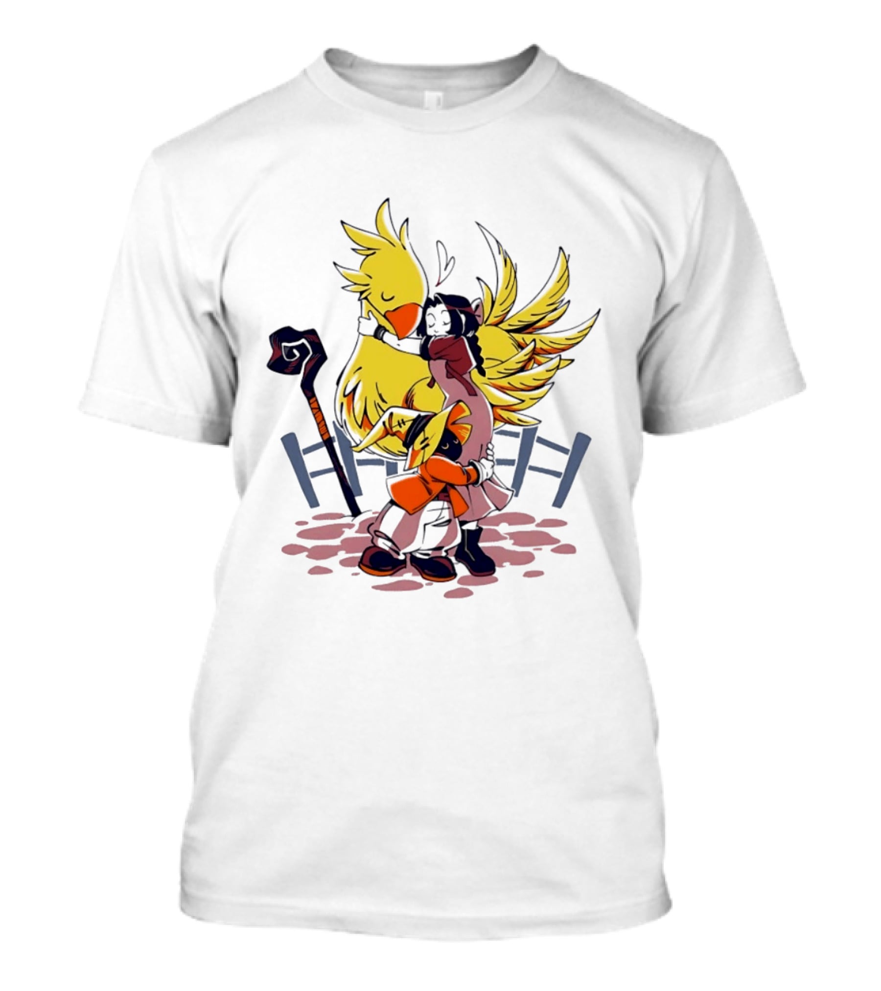 Aerith Gainsborough Vivi Ornitier Chocobo Hug Fantasy Characters Embrace T-Shirt
