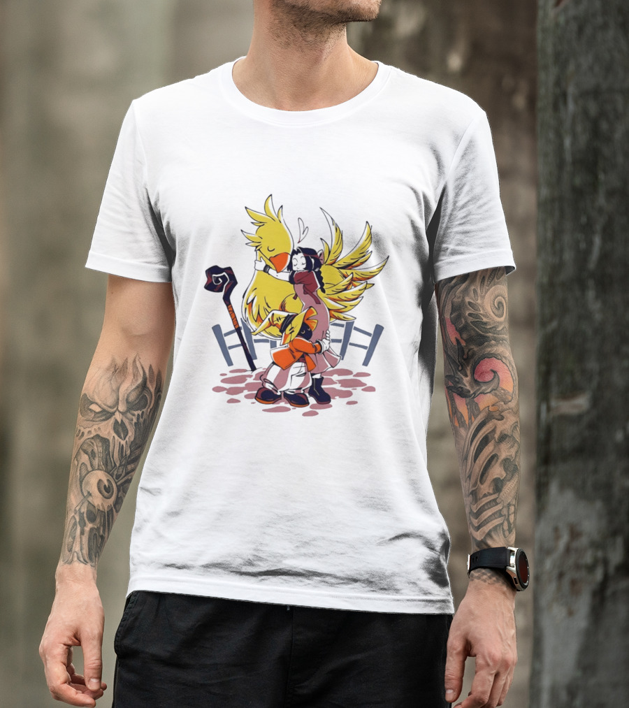 Aerith Gainsborough Vivi Ornitier Chocobo Hug Fantasy Characters Embrace T-Shirt