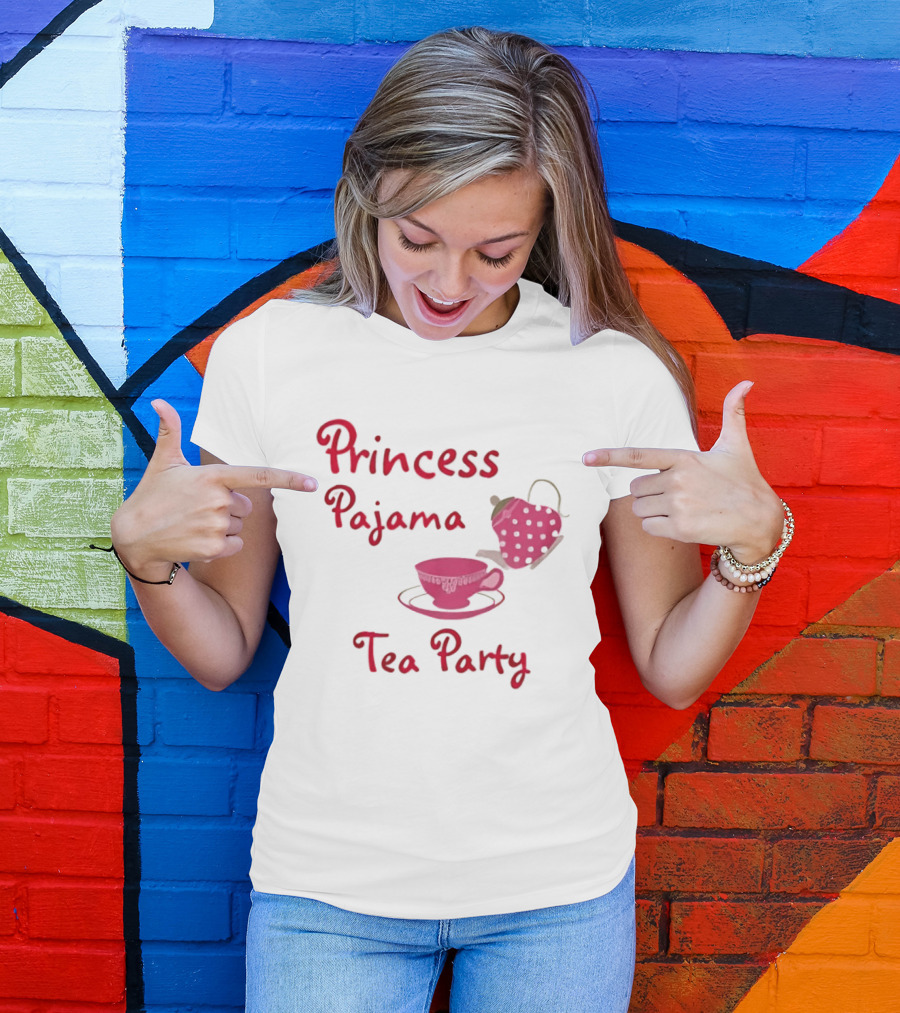 Princess Pajama Tea Party Pink Tea Set T-Shirt