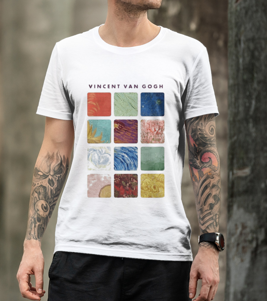 Vincent Van Gogh Paintings Iconic Colors Squares T-Shirt