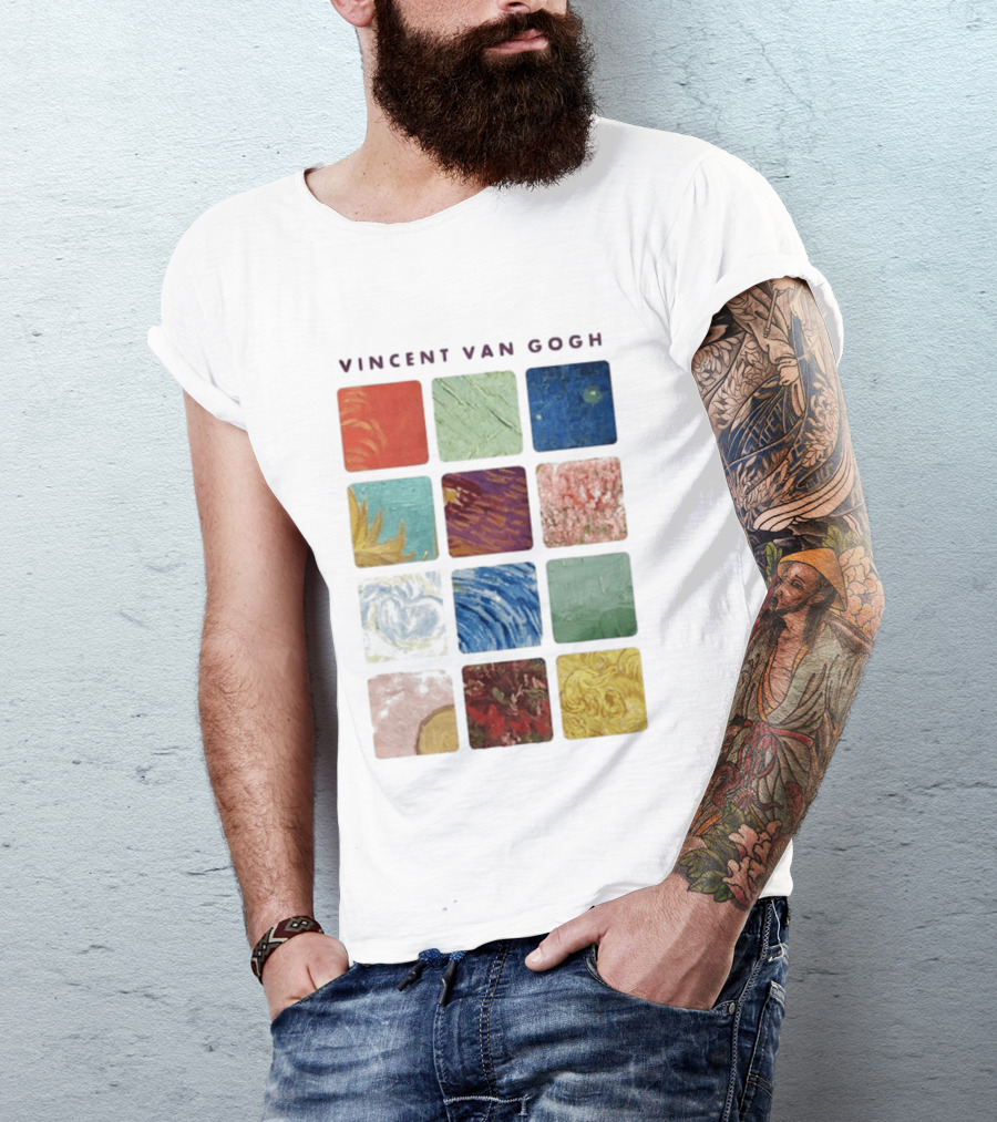Vincent Van Gogh Paintings Iconic Colors Squares T-Shirt