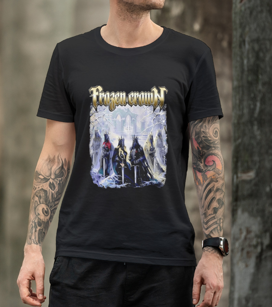 Frozen Crown Dark Fantasy Rulers Sword Wielding Monarchs T-Shirt