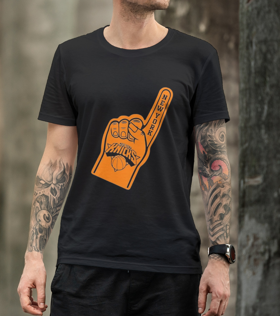 New York Knicks Foam Finger Basketball Fan Gear T-Shirt