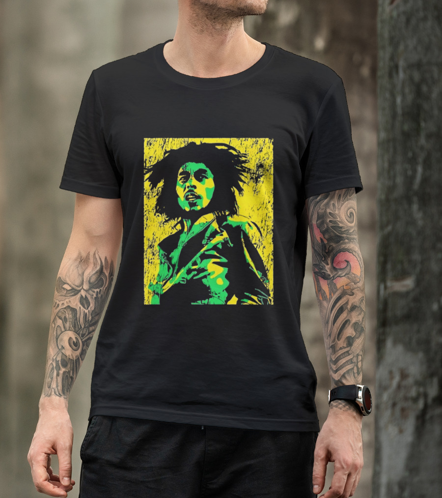 Bob Marley One Love Reggae Art Green Yellow T-Shirt