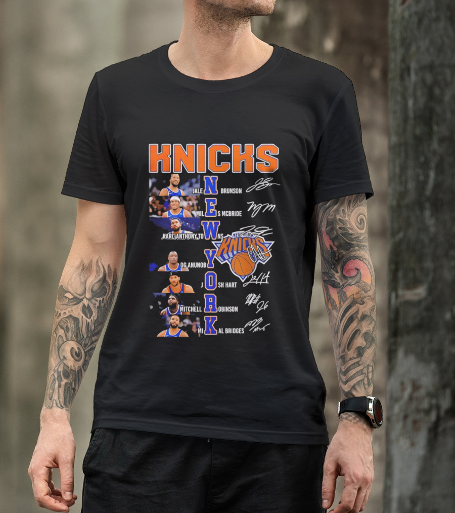 Knicks Jalen Brunson Julius Randle RJ Barrett Josh Hart Mitchell Robinson Immanuel Quickley Quentin Grimes RJ Randle Bridges Knicks Basketball T-Shirt