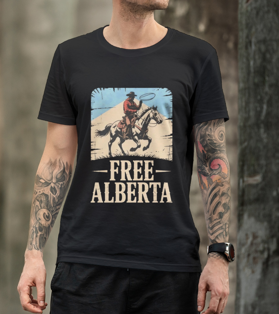 Cowboy Riding Horse Free Alberta Western Spirit T-Shirt