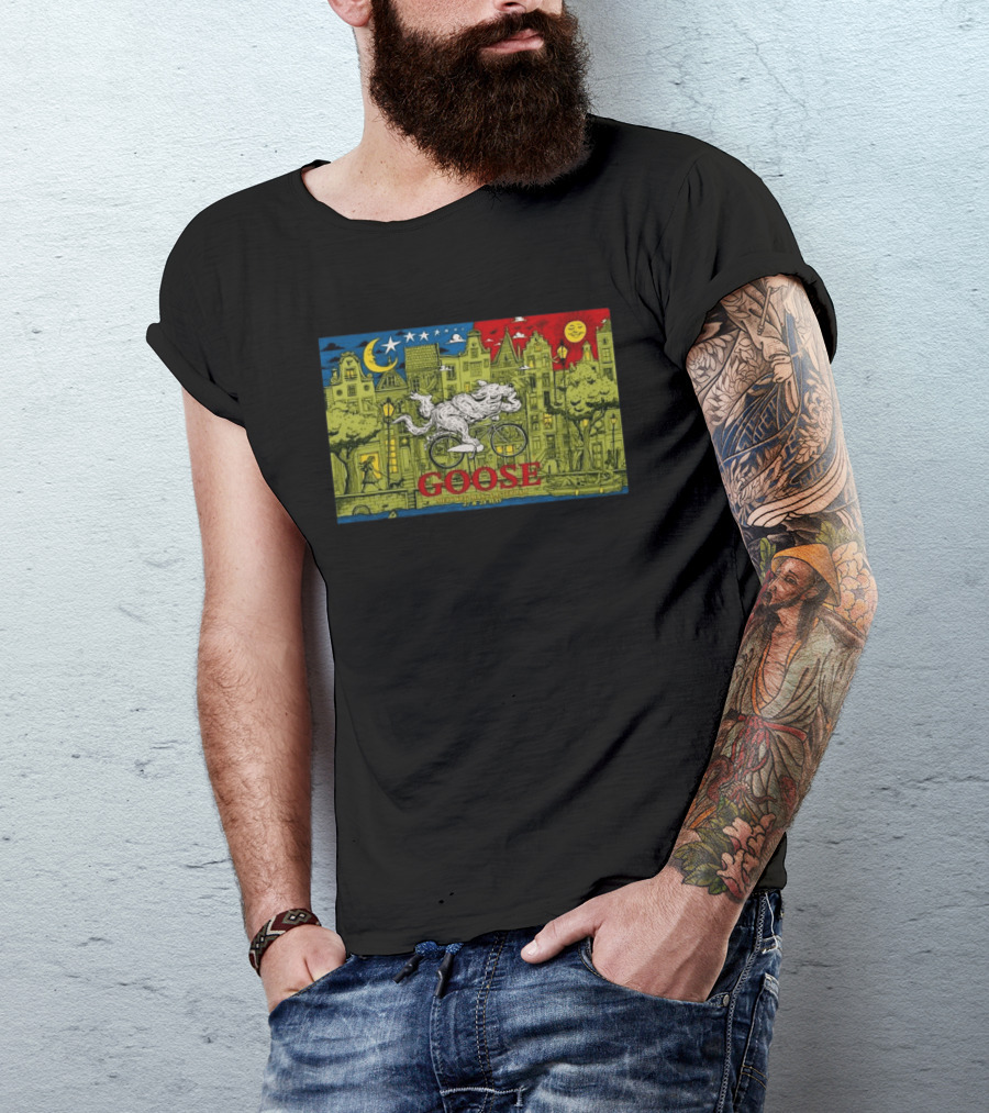 Goose Amsterdam Netherlands 5 27 2026 Midnight Sun Bicycle Art Cityscape T-Shirt