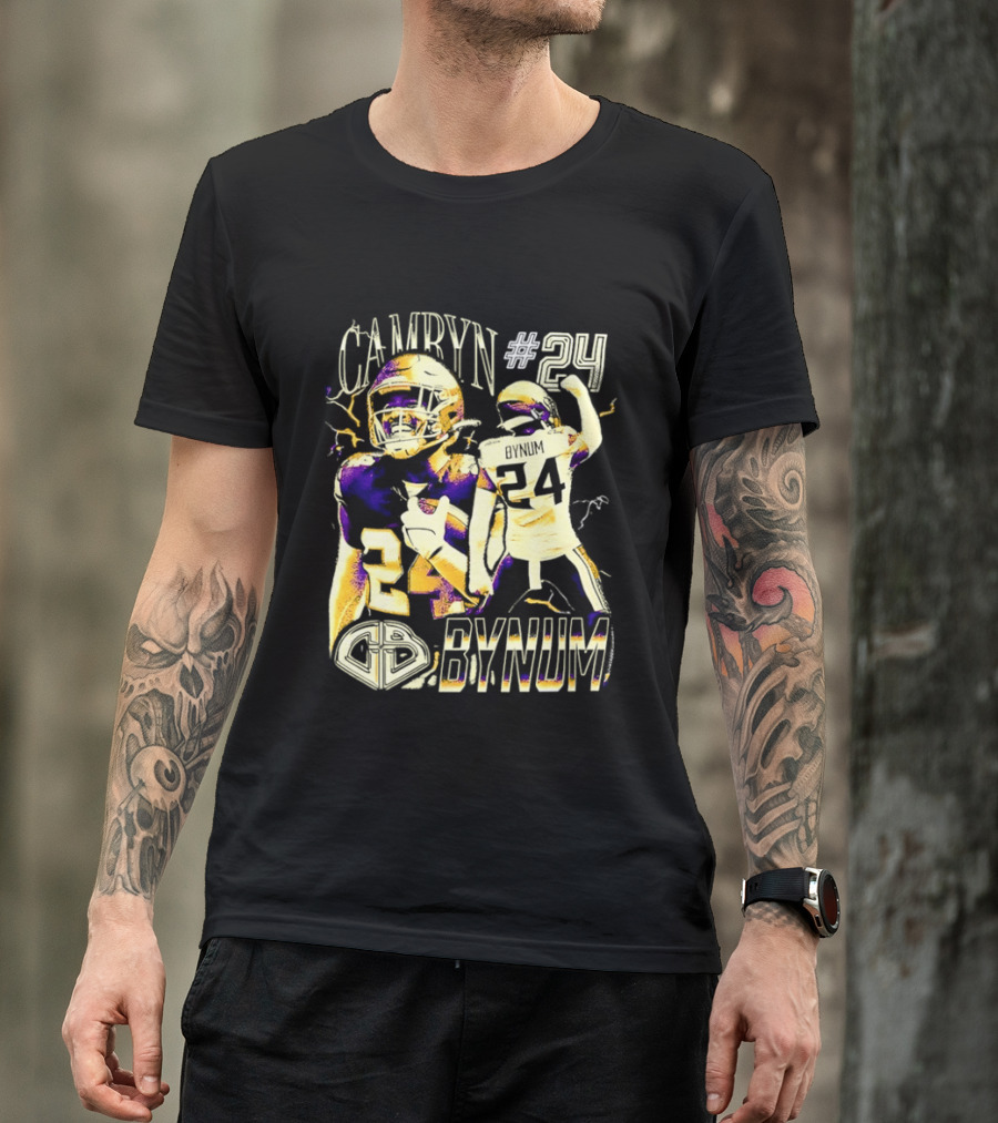 Camryn #24 Bynum Vikings Football Player Lightning T-Shirt