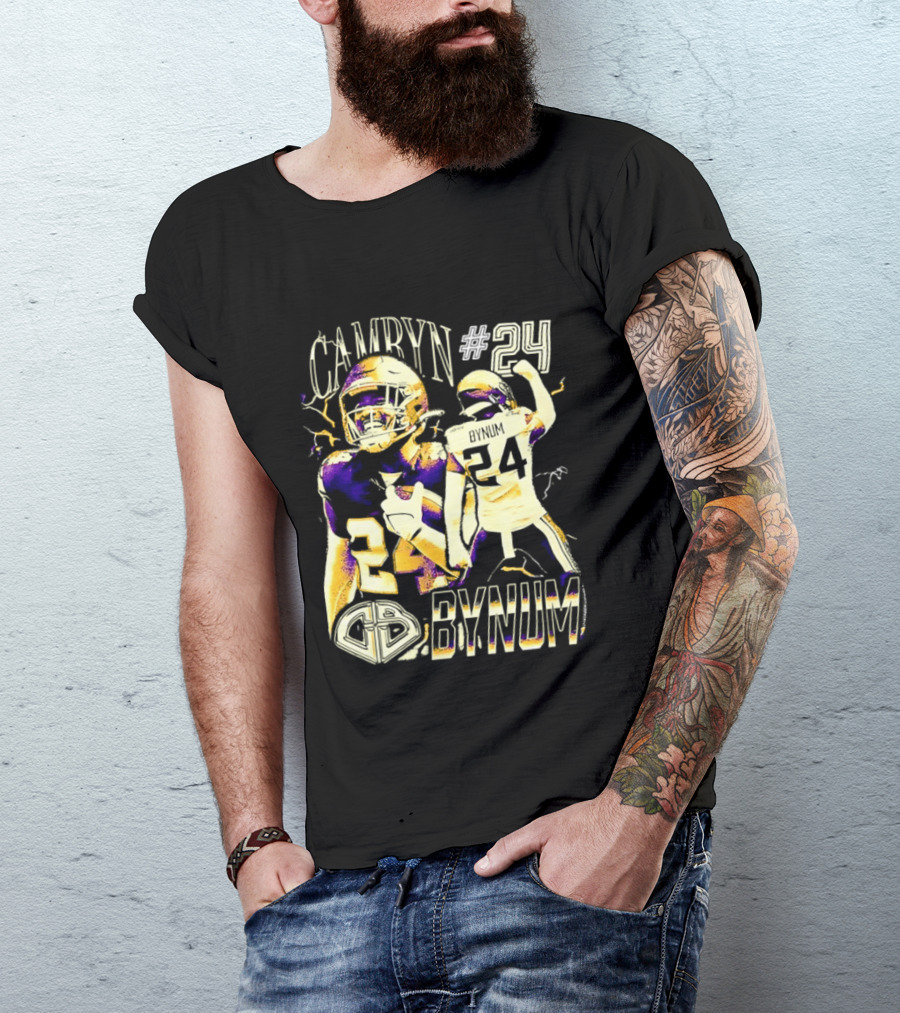 Camryn #24 Bynum Vikings Football Player Lightning T-Shirt