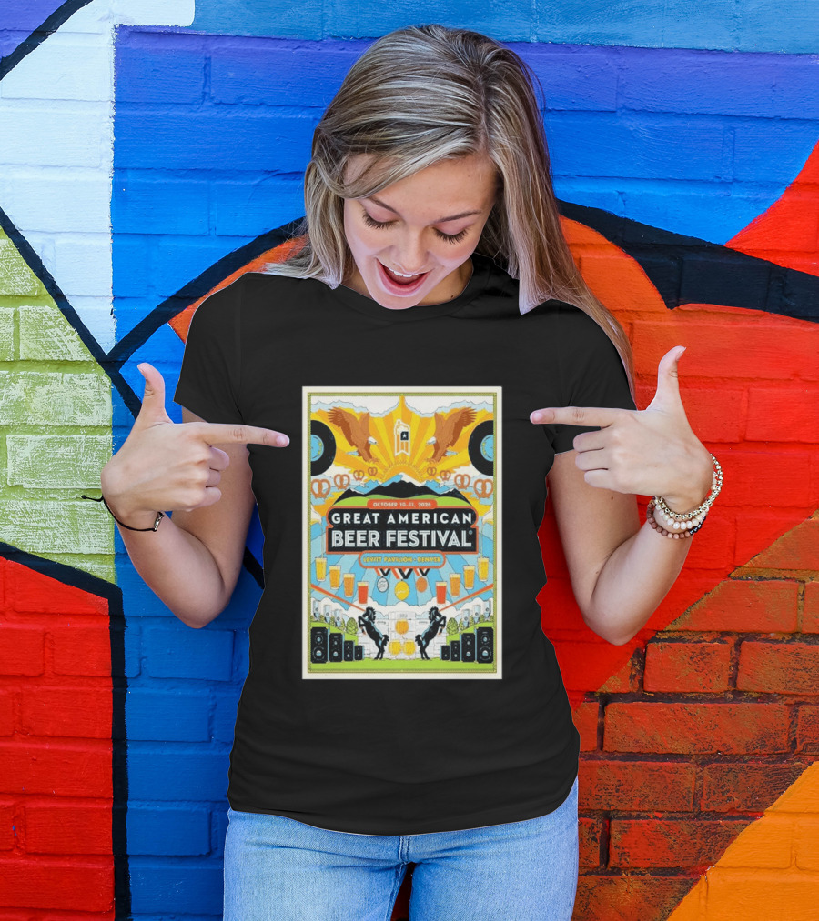 Great American Beer Festival October 10 11 2026 Levitt Pavilion Denver Eagles Pretzels Beer Music T-Shirt