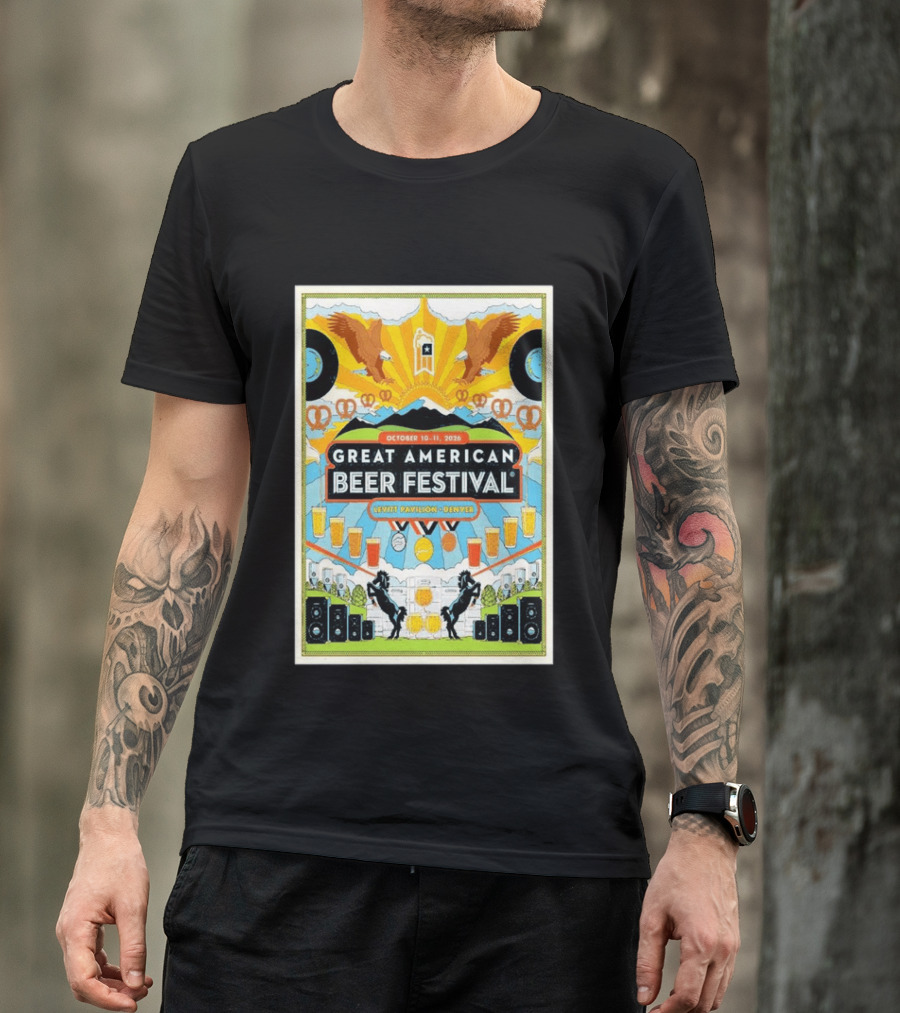 Great American Beer Festival October 10 11 2026 Levitt Pavilion Denver Eagles Pretzels Beer Music T-Shirt