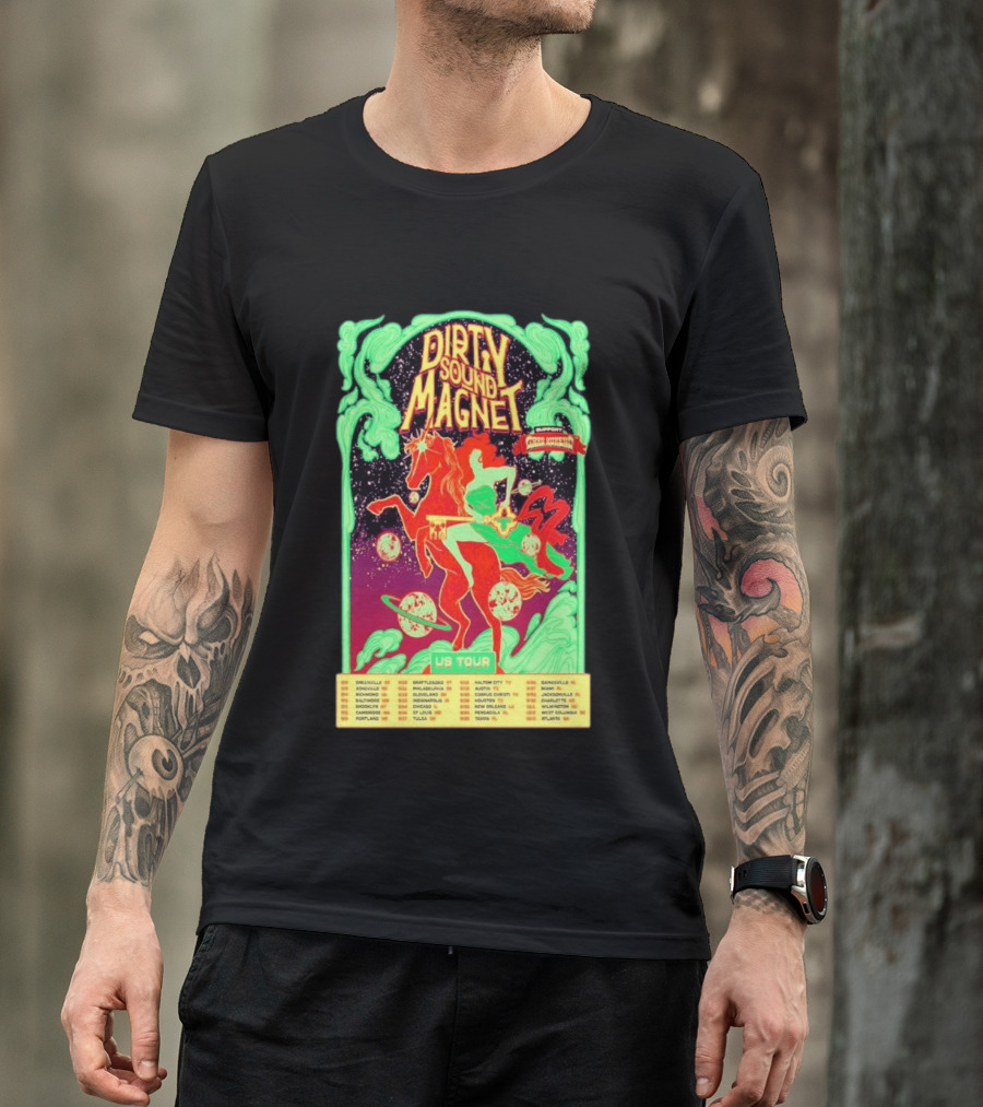 Dirty Sound Magnet US Tour 2026 Cosmic Horse Rider Greensboro To Jacksonville T-Shirt