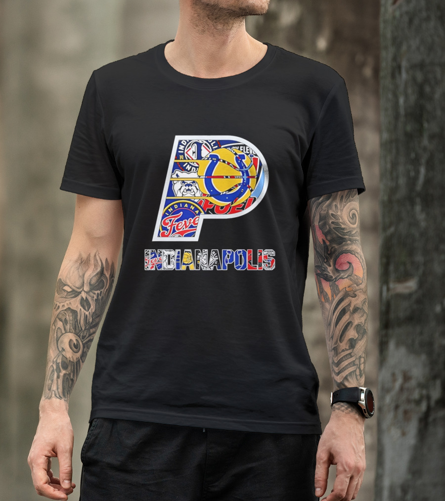 Indiana Pacers Indianapolis Fever Fuel Bulldogs Iconic Sports Collage T-Shirt
