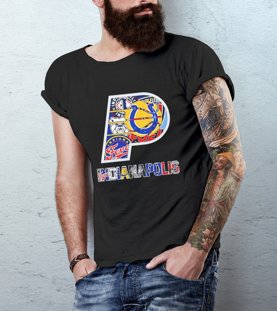 Indiana Pacers Indianapolis Fever Fuel Bulldogs Iconic Sports Collage T-Shirt