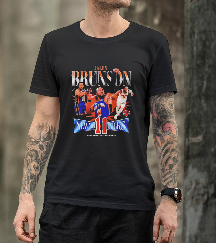 Jalen Brunson New York Knicks 11 New York To The World T-Shirt