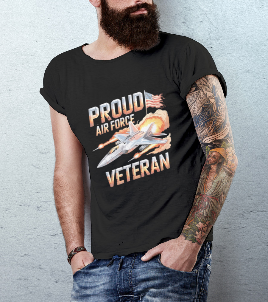 Proud Air Force Veteran F 22 Raptor America Flag T-Shirt