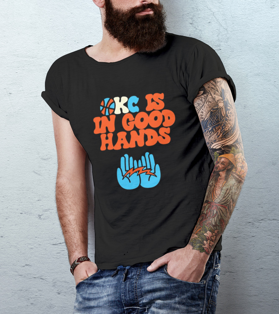 Okc Is In Good Hands Thunder Basketball Lightning Bolt Hands T-Shirt
