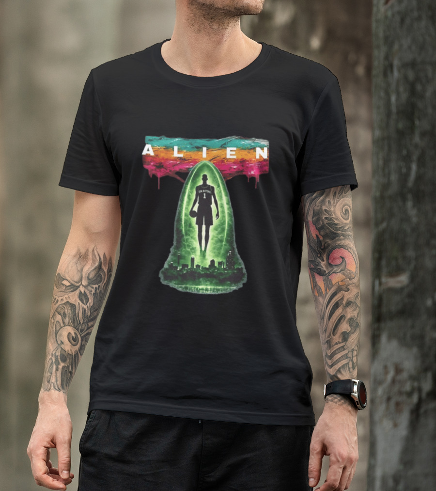 San Antonio Basketball Victor Wembanyama Alien Go Spurs Go Skyline T-Shirt