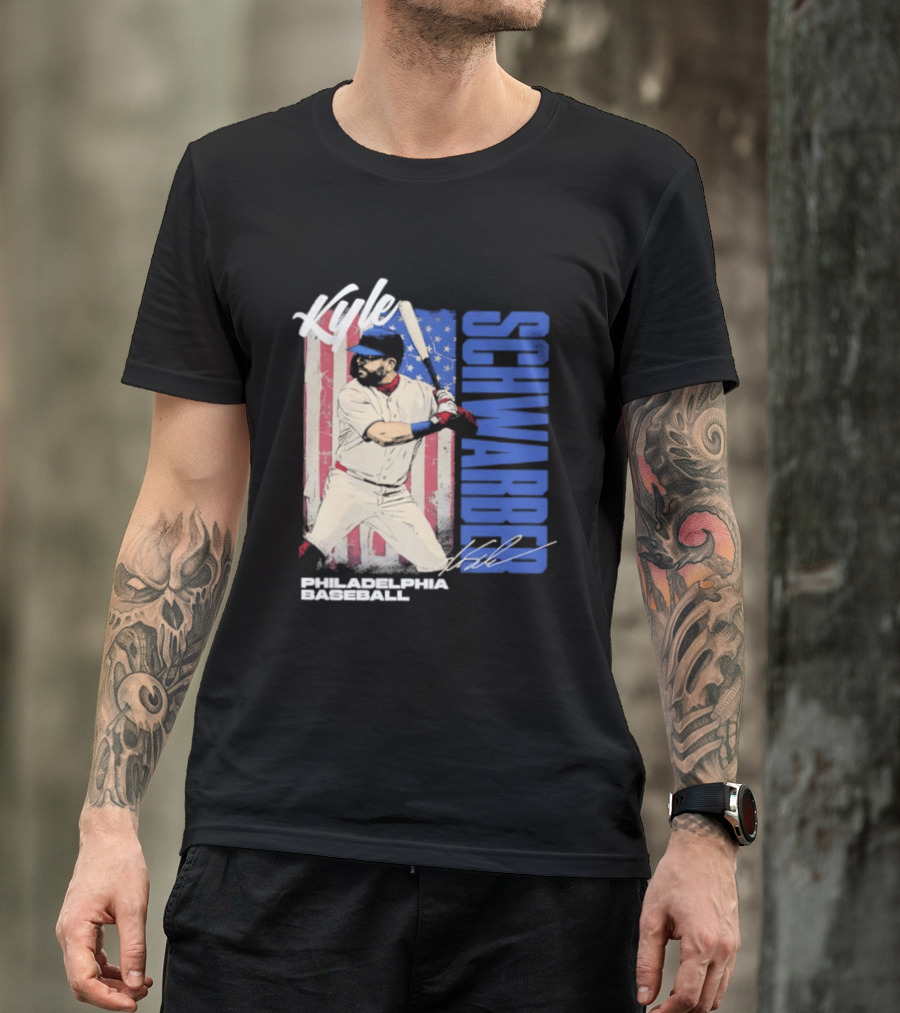 Kyle Schwarber American Flag Philadelphia Baseball T-Shirt