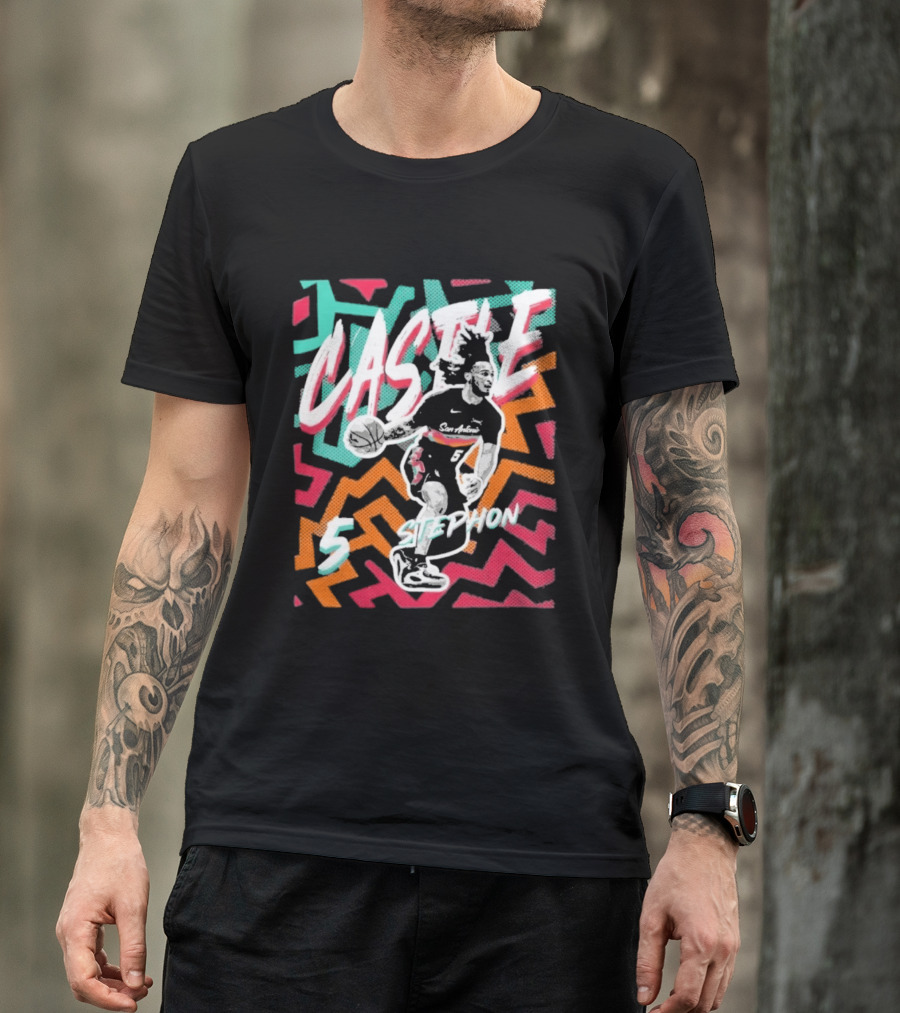 San Antonio Spurs 2026 NBA Stephon Castle Fiesta 5 T-Shirt