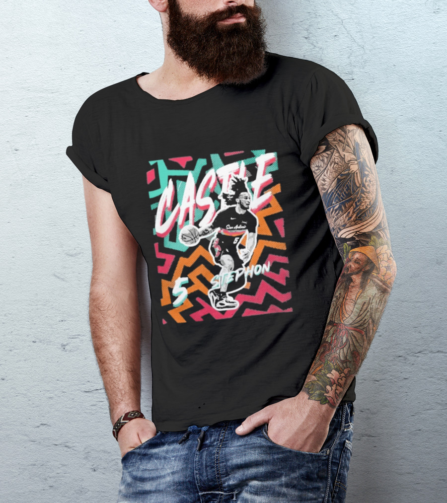 San Antonio Spurs 2026 NBA Stephon Castle Fiesta 5 T-Shirt