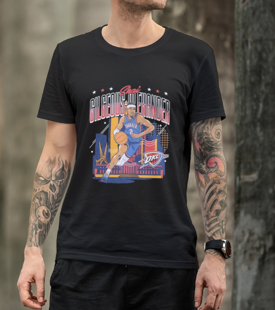 Shai Gilgeous Alexander Thunder 2 Oklahoma City Skyline Stars Basketball T-Shirt