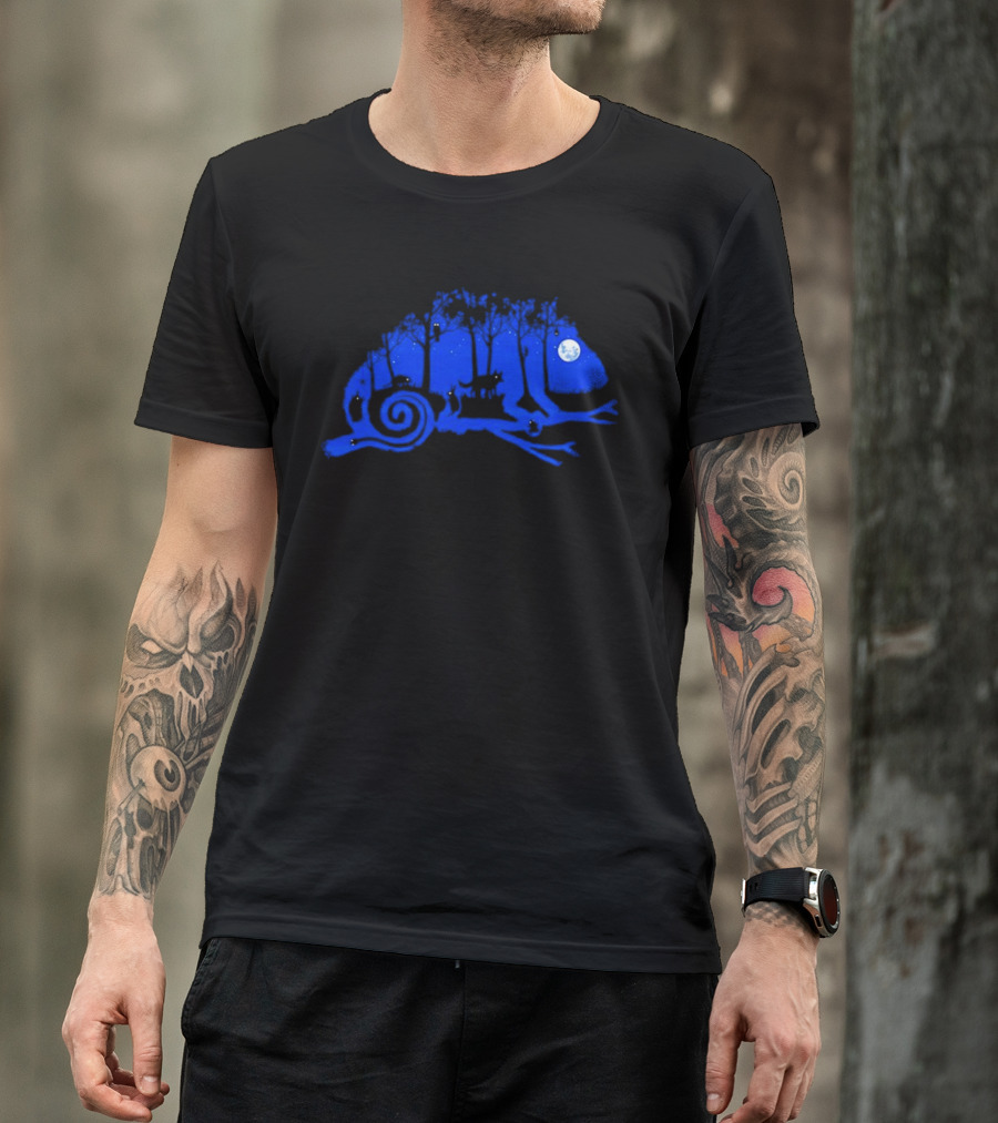 The Midnight Forest Chameleon Moonlit Night Sky T-Shirt