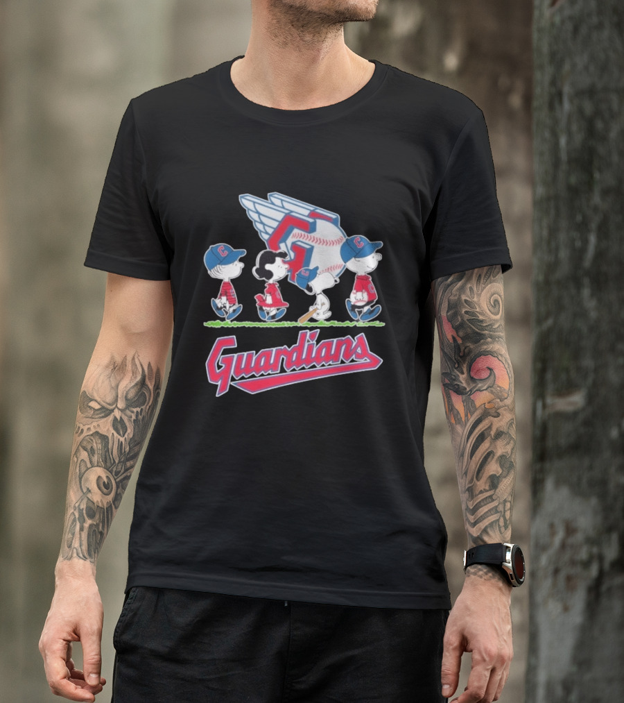 2026 Guardians Peanuts Characters Walking Abbey Road Baseball T-Shirt
