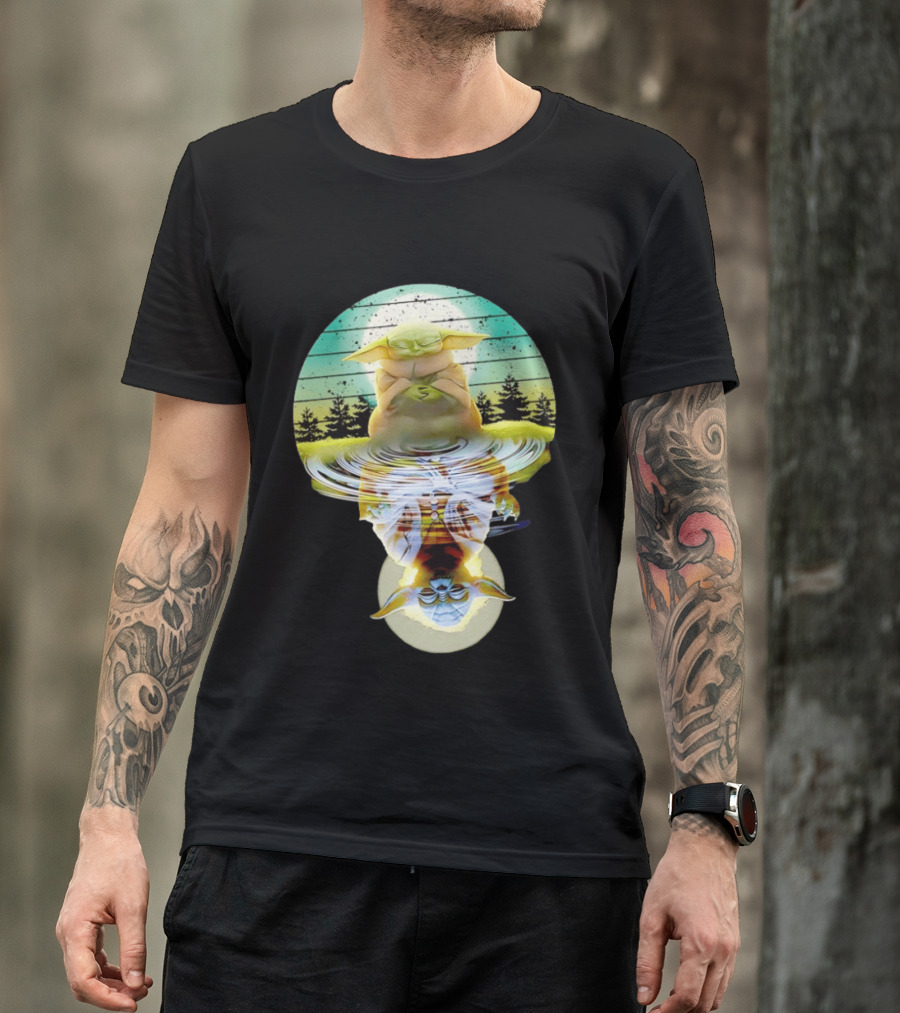 Baby Yoda Star Wars Meditation Forest Reflection Ripples T-Shirt