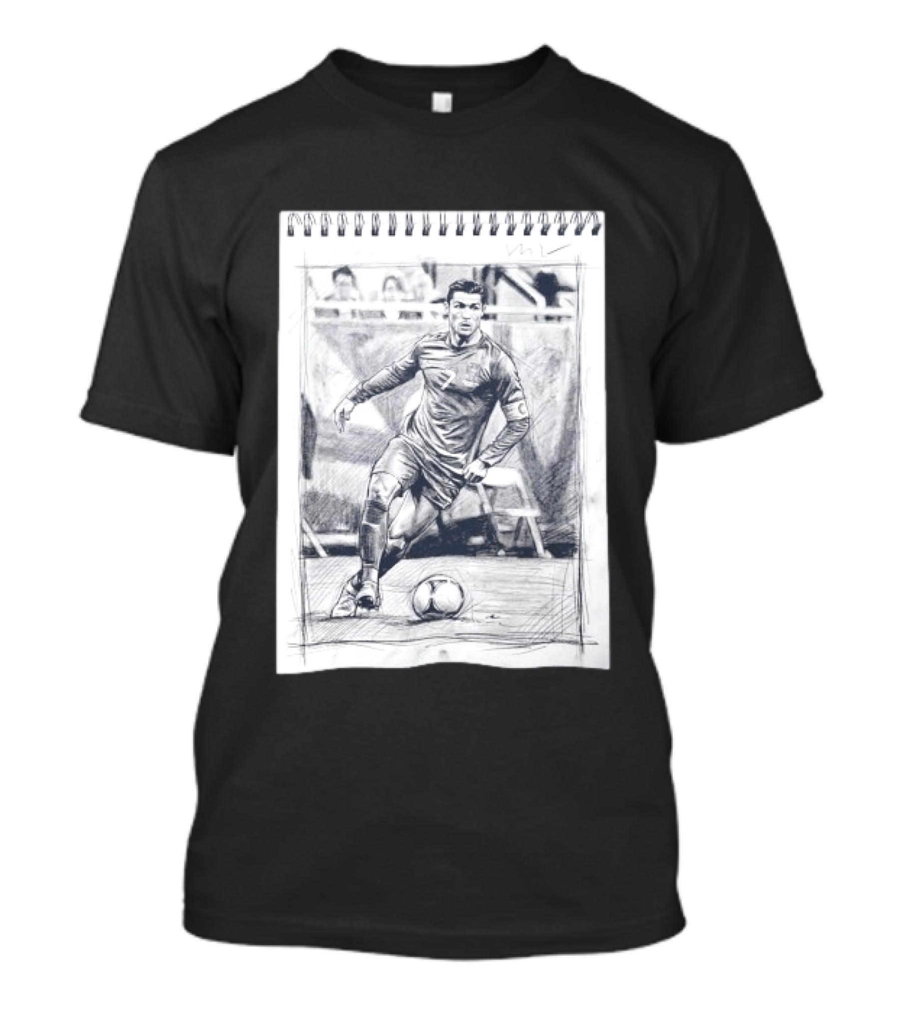 Cristiano Ronaldo CR7 Soccer Sketchbook Drawing T-Shirt